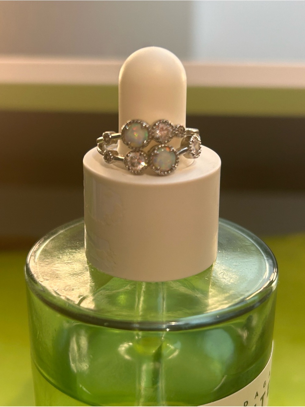 Two Vintage Styled Silver Crystal Rings - Picture 1 of 6
